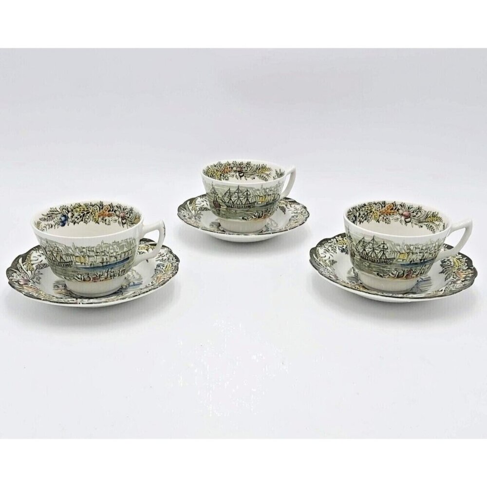 Ridgway Heritage -Village of Cedars- Scenes of Early Canada- Set of 3 Teacups
